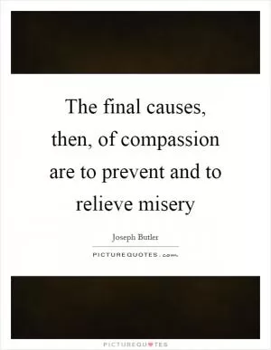 The final causes, then, of compassion are to prevent and to relieve misery Picture Quote #1