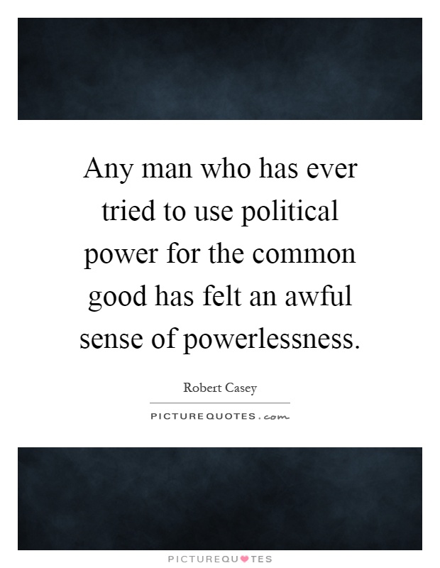 Any man who has ever tried to use political power for the common good has felt an awful sense of powerlessness Picture Quote #1