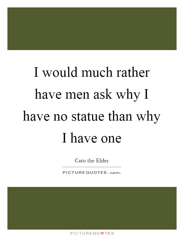 I would much rather have men ask why I have no statue than why I have one Picture Quote #1