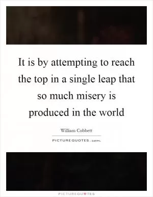 It is by attempting to reach the top in a single leap that so much misery is produced in the world Picture Quote #1