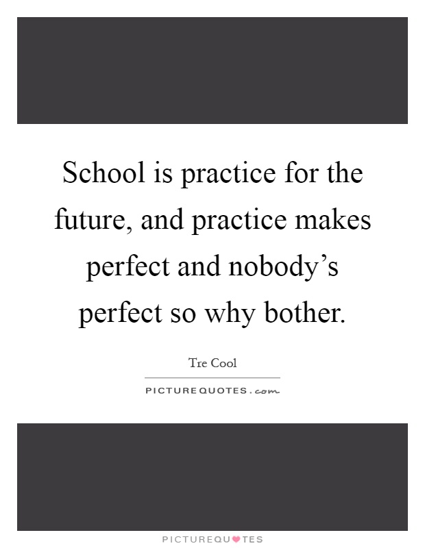 School is practice for the future, and practice makes perfect and nobody's perfect so why bother Picture Quote #1