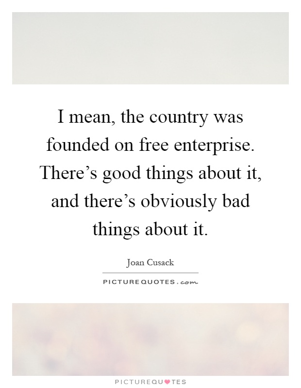 I mean, the country was founded on free enterprise. There's good things about it, and there's obviously bad things about it Picture Quote #1