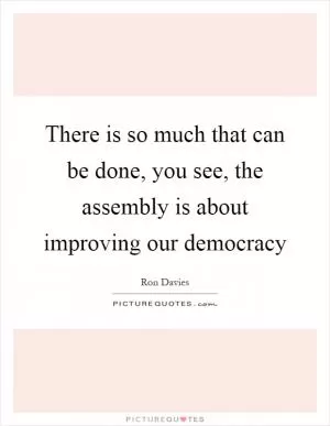There is so much that can be done, you see, the assembly is about improving our democracy Picture Quote #1