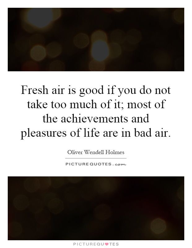 Fresh air is good if you do not take too much of it; most of the achievements and pleasures of life are in bad air Picture Quote #1