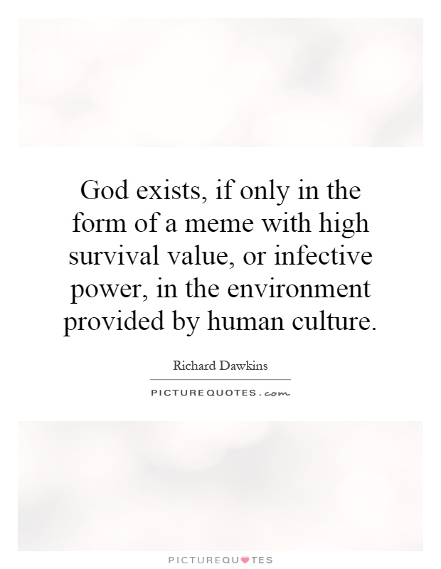 God exists, if only in the form of a meme with high survival value, or infective power, in the environment provided by human culture Picture Quote #1