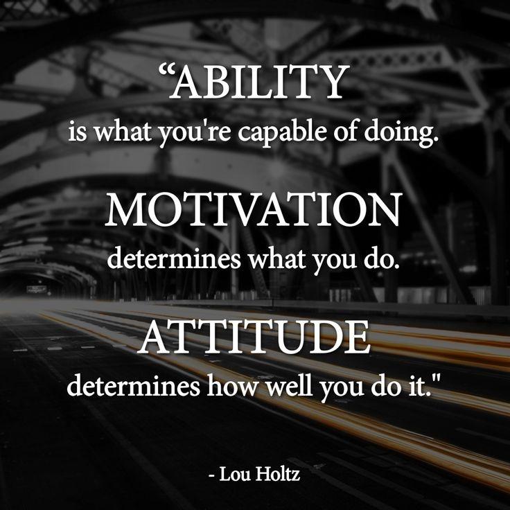 Ability is what you're capable of doing. Motivation determines what you do. Attitude determines how well you do it Picture Quote #2