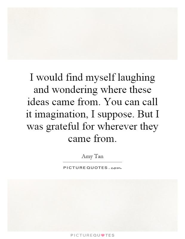 I would find myself laughing and wondering where these ideas came from. You can call it imagination, I suppose. But I was grateful for wherever they came from Picture Quote #1