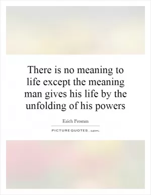 There is no meaning to life except the meaning man gives his life by the unfolding of his powers Picture Quote #1