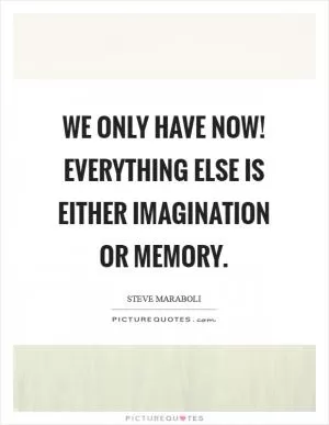 We only have now! Everything else is either imagination or memory Picture Quote #1