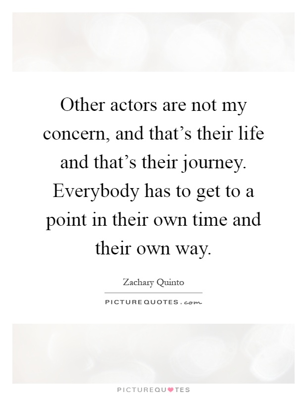 Other actors are not my concern, and that's their life and that's their journey. Everybody has to get to a point in their own time and their own way Picture Quote #1