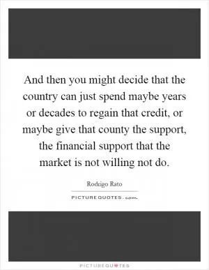 And then you might decide that the country can just spend maybe years or decades to regain that credit, or maybe give that county the support, the financial support that the market is not willing not do Picture Quote #1