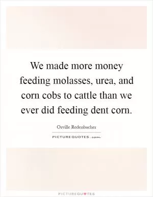 We made more money feeding molasses, urea, and corn cobs to cattle than we ever did feeding dent corn Picture Quote #1