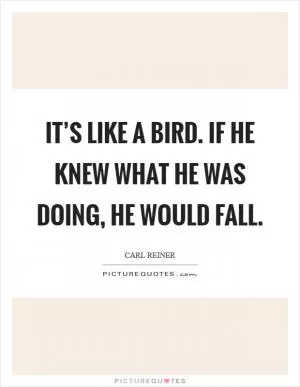 It’s like a bird. If he knew what he was doing, he would fall Picture Quote #1