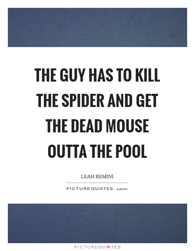 The guy has to kill the spider and get the dead mouse outta the pool Picture Quote #1