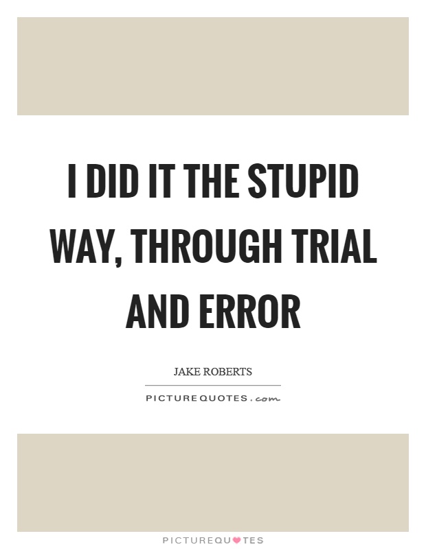 I did it the stupid way, through trial and error Picture Quote #1
