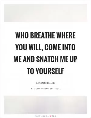 Who breathe where you will, come into me and snatch me up to yourself Picture Quote #1