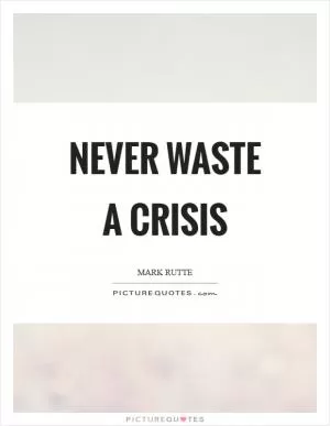 Never waste a crisis Picture Quote #1