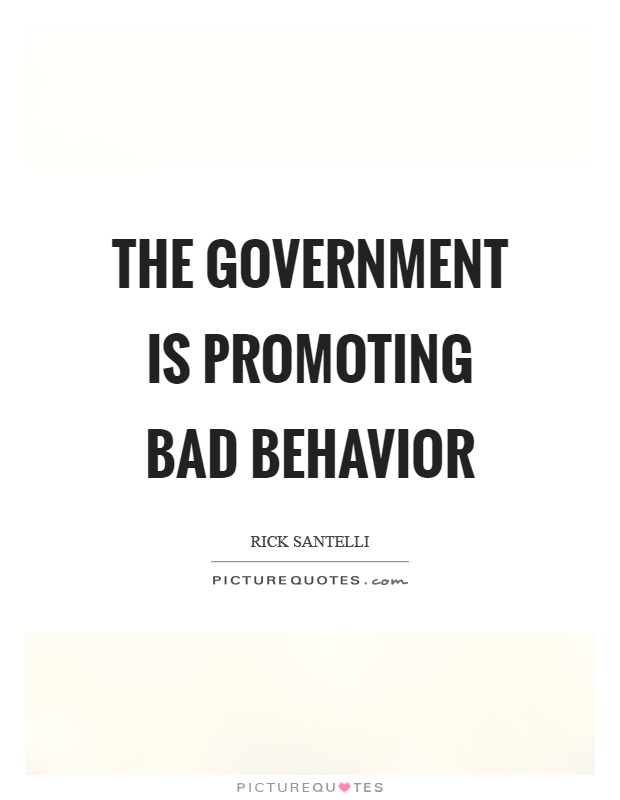 The government is promoting bad behavior Picture Quote #1