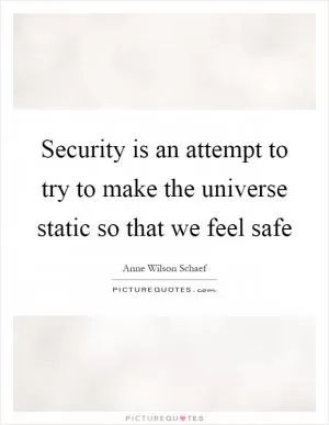 Security is an attempt to try to make the universe static so that we feel safe Picture Quote #1