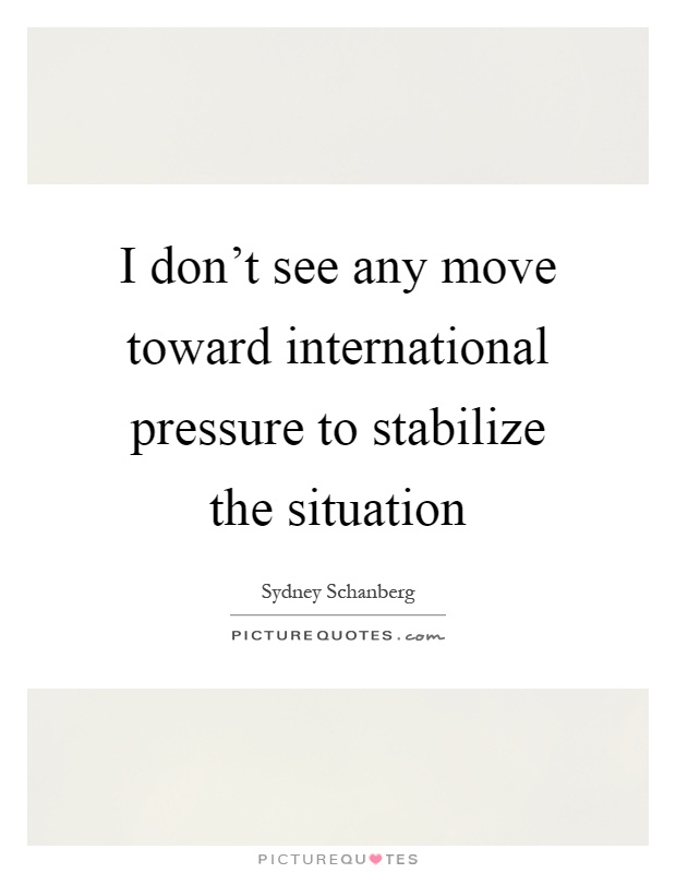 I don't see any move toward international pressure to stabilize the situation Picture Quote #1
