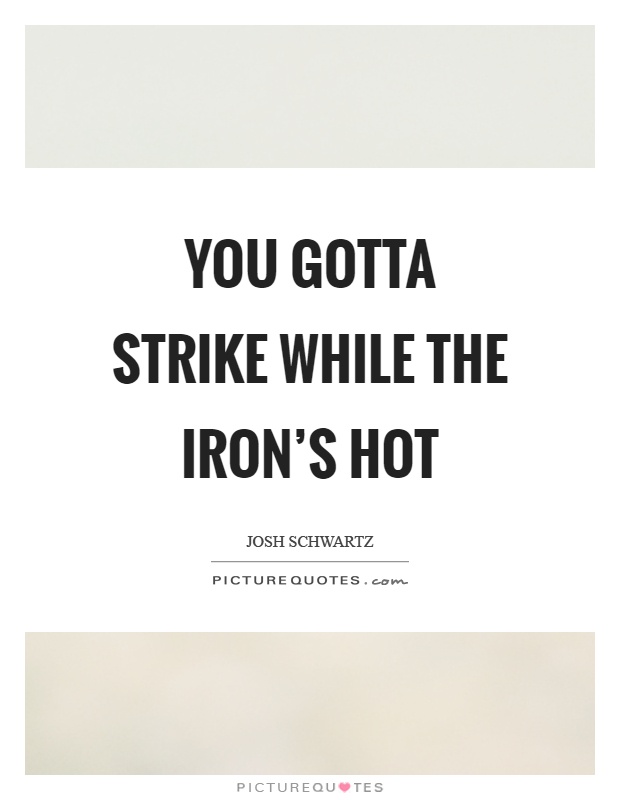 You gotta strike while the iron's hot Picture Quote #1