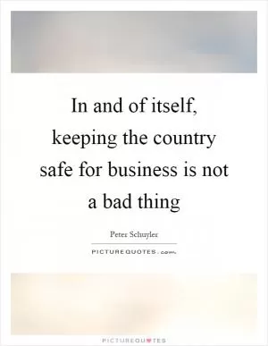 In and of itself, keeping the country safe for business is not a bad thing Picture Quote #1