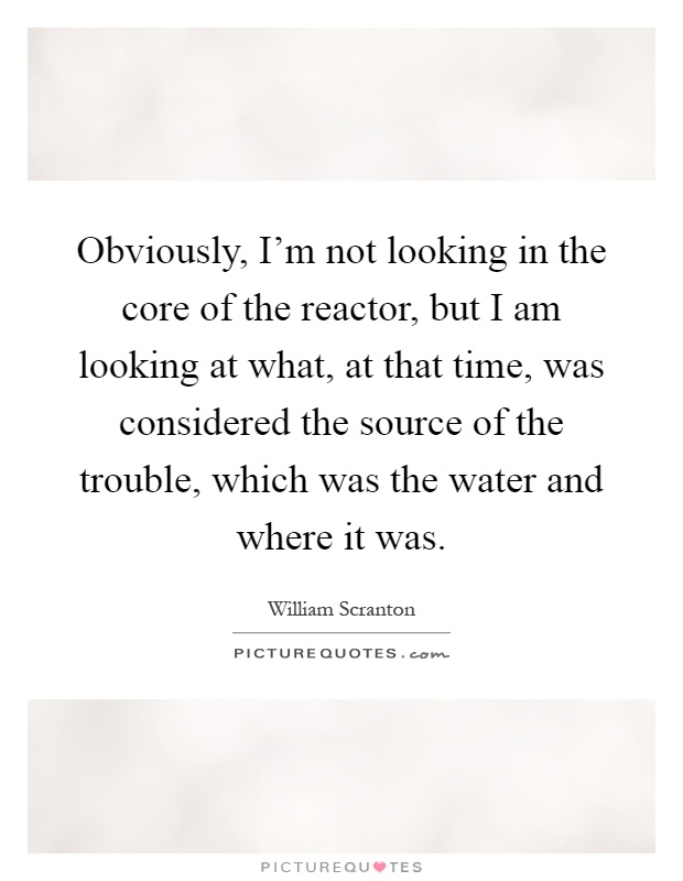Obviously, I'm not looking in the core of the reactor, but I am looking at what, at that time, was considered the source of the trouble, which was the water and where it was Picture Quote #1