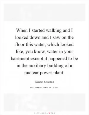 When I started walking and I looked down and I saw on the floor this water, which looked like, you know, water in your basement except it happened to be in the auxiliary building of a nuclear power plant Picture Quote #1