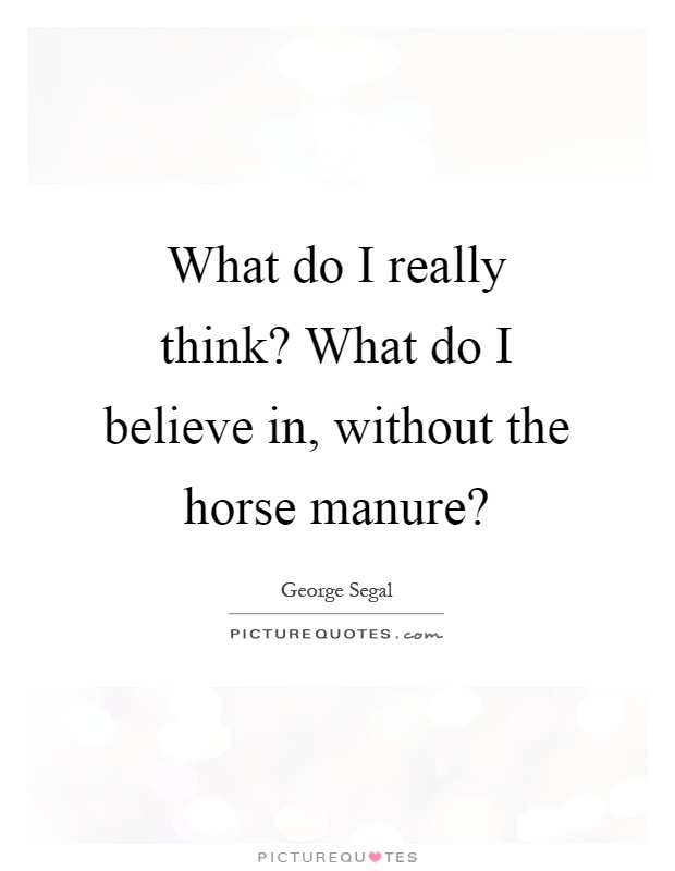 What do I really think? What do I believe in, without the horse manure? Picture Quote #1