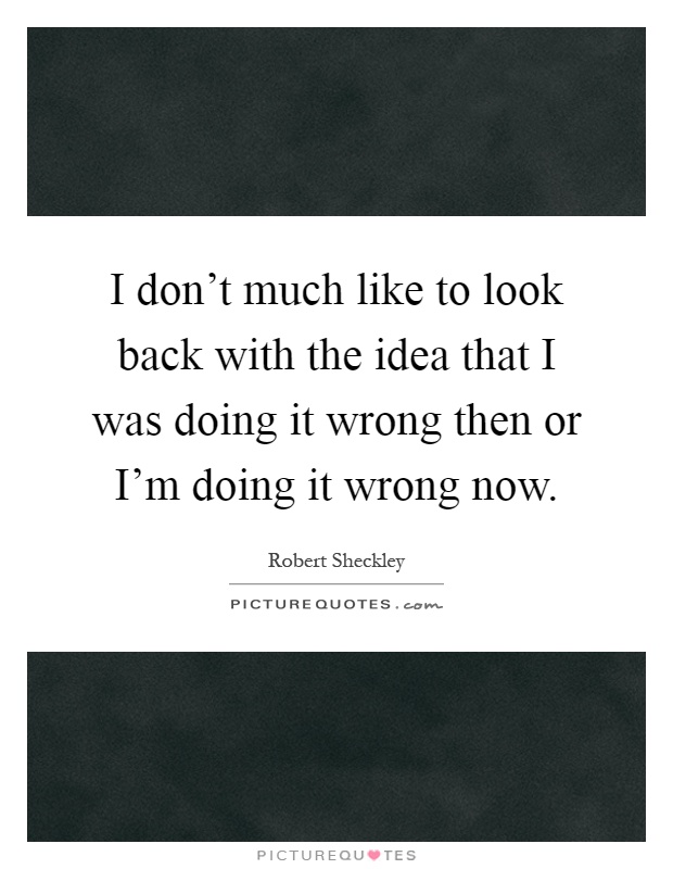 I don't much like to look back with the idea that I was doing it wrong then or I'm doing it wrong now Picture Quote #1