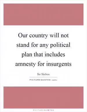 Our country will not stand for any political plan that includes amnesty for insurgents Picture Quote #1