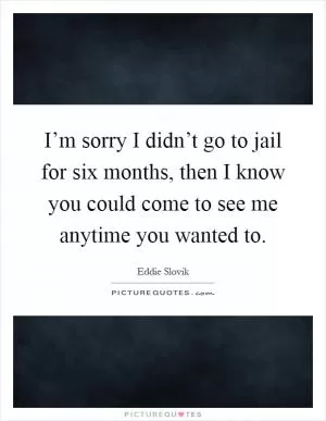 I’m sorry I didn’t go to jail for six months, then I know you could come to see me anytime you wanted to Picture Quote #1