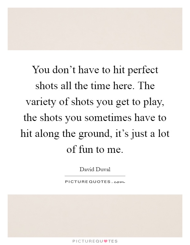 You don't have to hit perfect shots all the time here. The variety of shots you get to play, the shots you sometimes have to hit along the ground, it's just a lot of fun to me Picture Quote #1