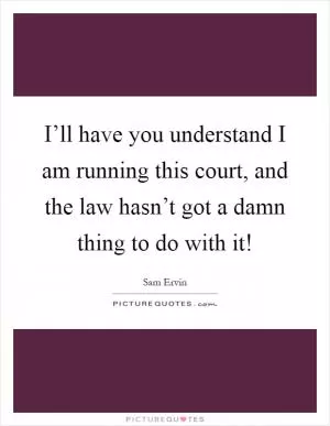I’ll have you understand I am running this court, and the law hasn’t got a damn thing to do with it! Picture Quote #1