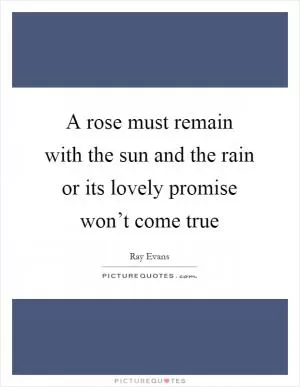 A rose must remain with the sun and the rain or its lovely promise won’t come true Picture Quote #1