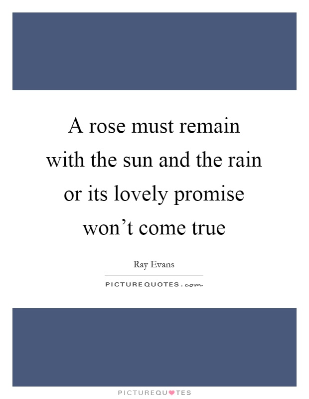 A rose must remain with the sun and the rain or its lovely promise won't come true Picture Quote #1