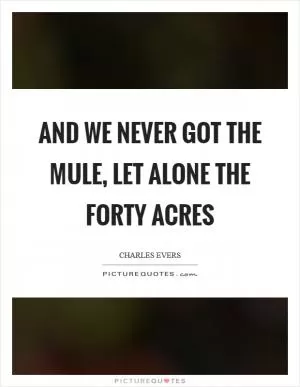 And we never got the mule, let alone the forty acres Picture Quote #1