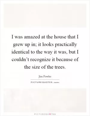 I was amazed at the house that I grew up in; it looks practically identical to the way it was, but I couldn’t recognize it because of the size of the trees Picture Quote #1