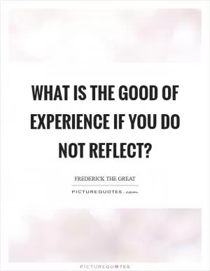 What is the good of experience if you do not reflect? Picture Quote #1