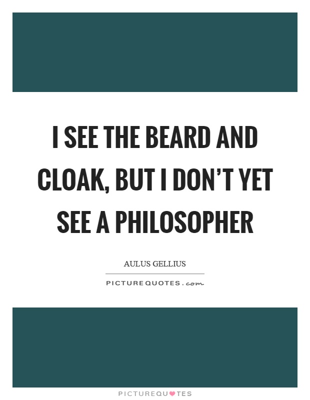 I see the beard and cloak, but I don't yet see a philosopher Picture Quote #1