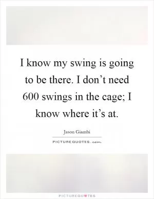 I know my swing is going to be there. I don’t need 600 swings in the cage; I know where it’s at Picture Quote #1