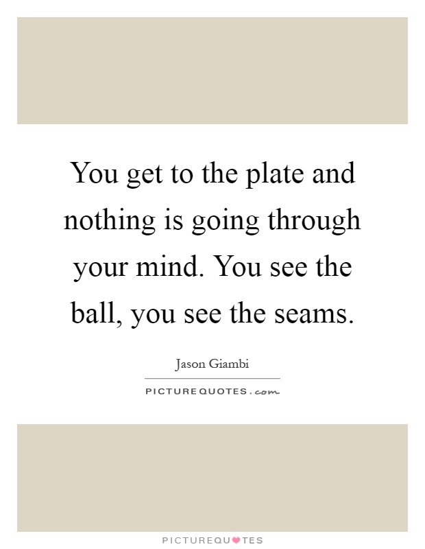 You get to the plate and nothing is going through your mind. You see the ball, you see the seams Picture Quote #1