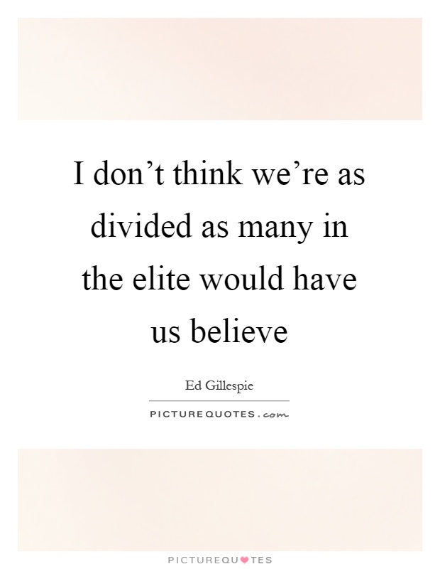 I don't think we're as divided as many in the elite would have us believe Picture Quote #1