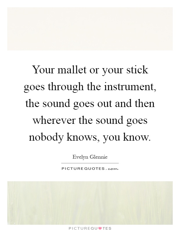 Your mallet or your stick goes through the instrument, the sound goes out and then wherever the sound goes nobody knows, you know Picture Quote #1