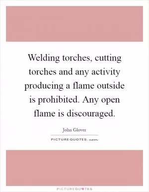 Welding torches, cutting torches and any activity producing a flame outside is prohibited. Any open flame is discouraged Picture Quote #1