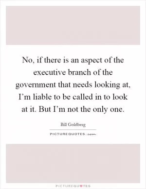 No, if there is an aspect of the executive branch of the government that needs looking at, I’m liable to be called in to look at it. But I’m not the only one Picture Quote #1