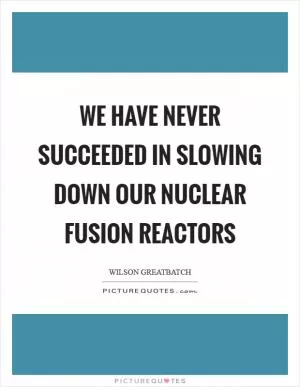 We have never succeeded in slowing down our nuclear fusion reactors Picture Quote #1