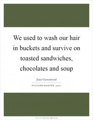 We used to wash our hair in buckets and survive on toasted sandwiches, chocolates and soup Picture Quote #1