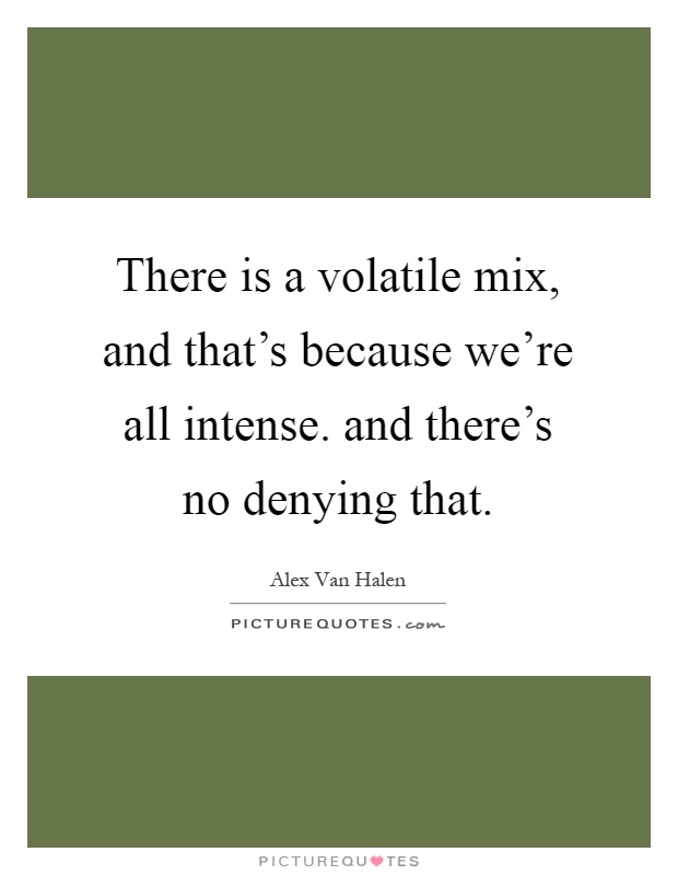 There is a volatile mix, and that's because we're all intense. and there's no denying that Picture Quote #1