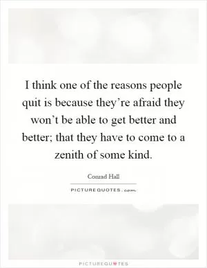 I think one of the reasons people quit is because they’re afraid they won’t be able to get better and better; that they have to come to a zenith of some kind Picture Quote #1
